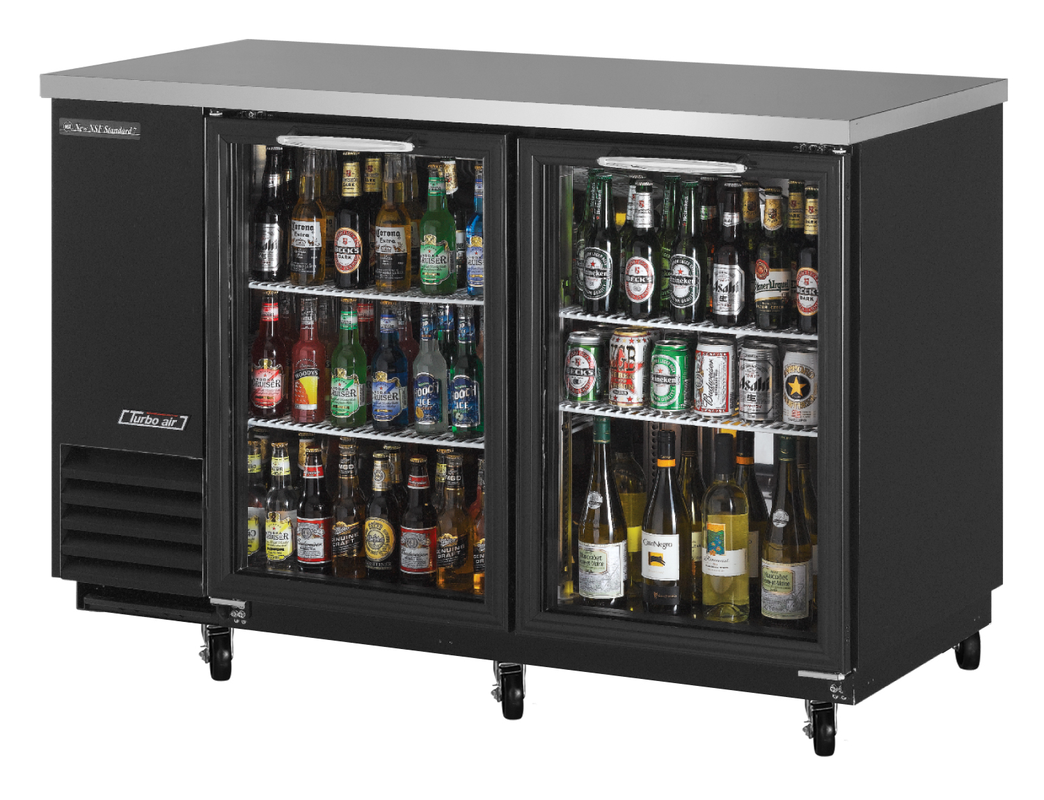 Back Bar Cooler, two-section, Glass Doors - Click Image to Close