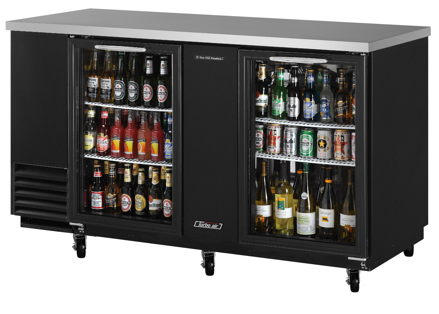 Back Bar Cooler, two-section, Glass Doors