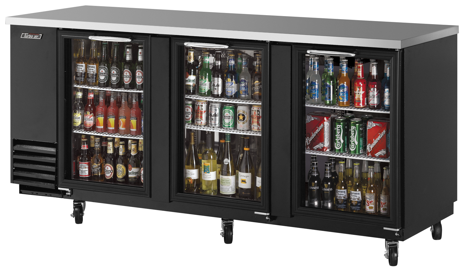 Back Bar Cooler, three-section, Glass Doors - Click Image to Close