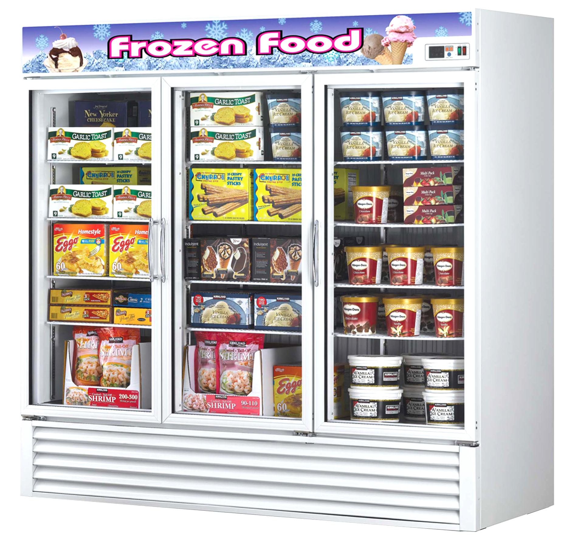 Freezer Merchandiser, three-section, 72 cu. ft