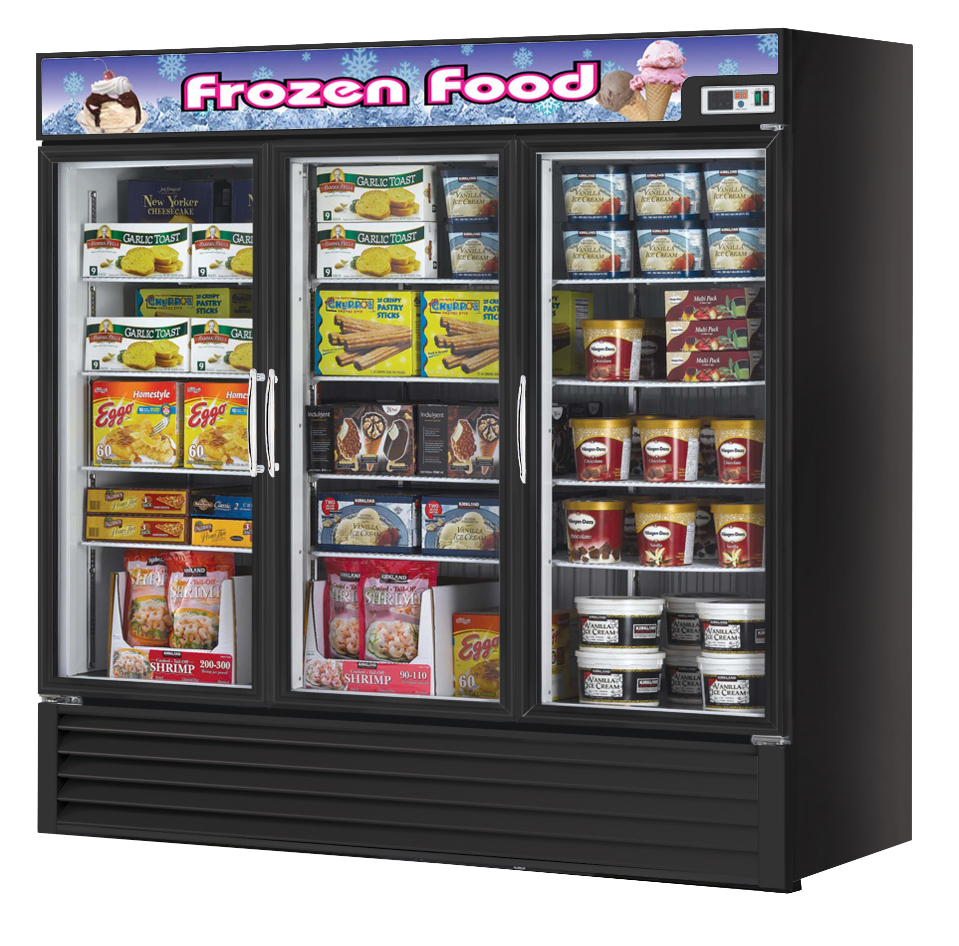 Freezer Merchandiser, three-section, 72 cu. ft