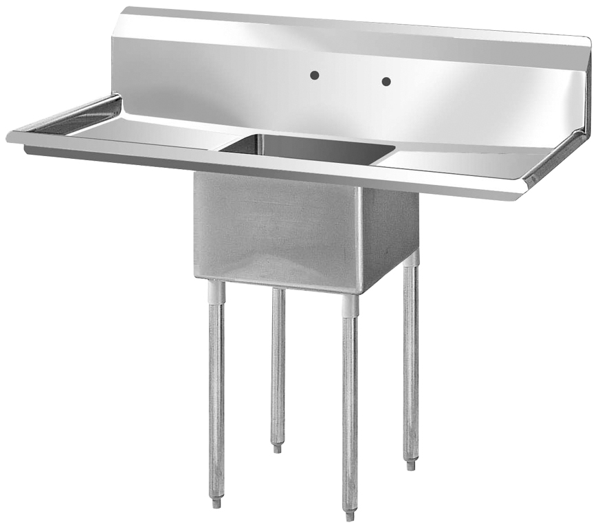 Sink, 1 Compartment, w/18" left & right-hand drainboard