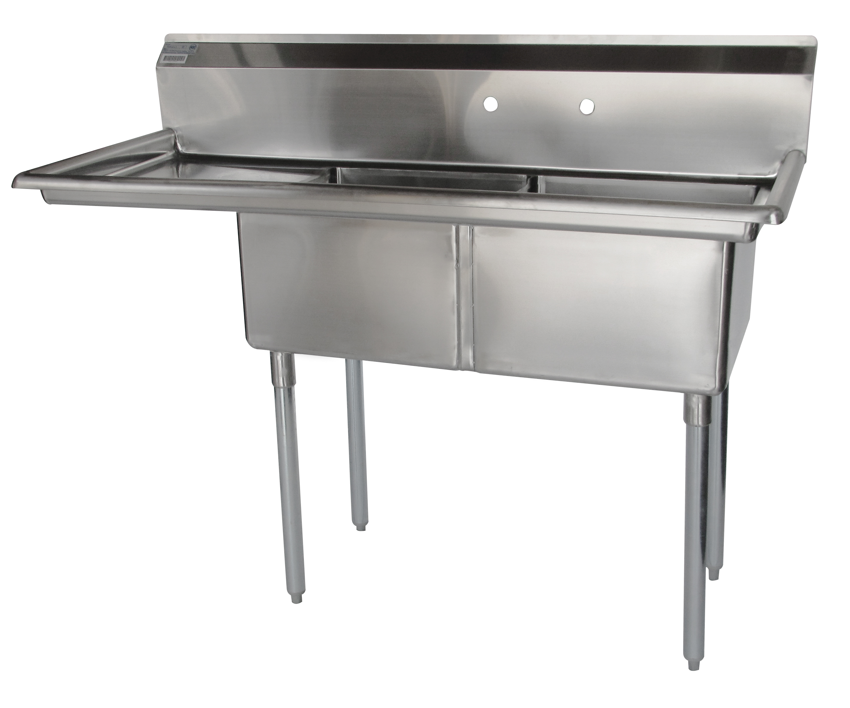 Sink, Two Compartment, with 18" left-hand drainboard