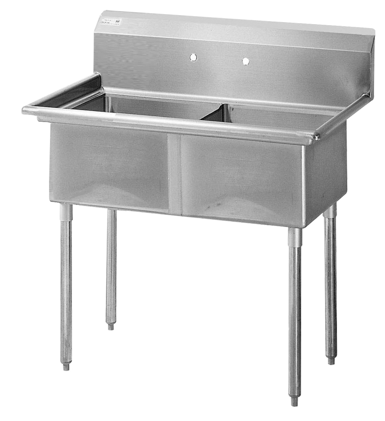 Prep Sink, 2 Compartment, 18" wide x 18" front-to-back - Click Image to Close