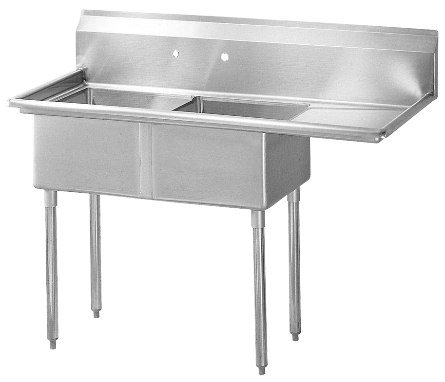 Sink, Two Compartment, with 18" right-hand drainboard