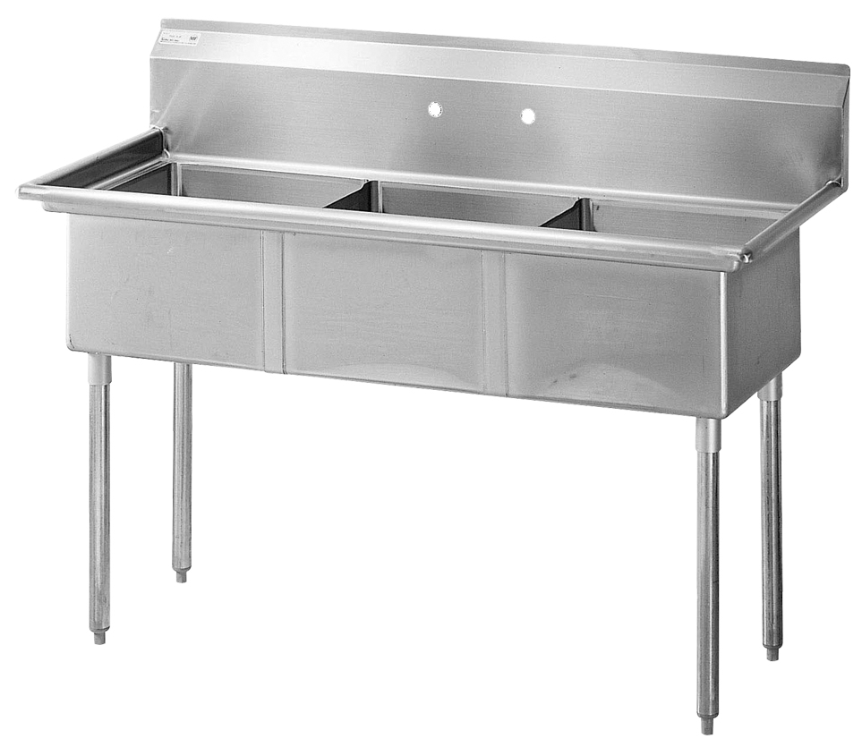 Sink, 3 Compartment, 24" x 24" wide sink compartments