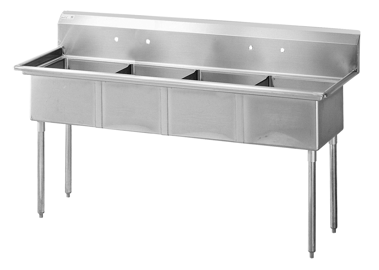 Sink, 4 Compartment, 18" x 18" wide sink compartments