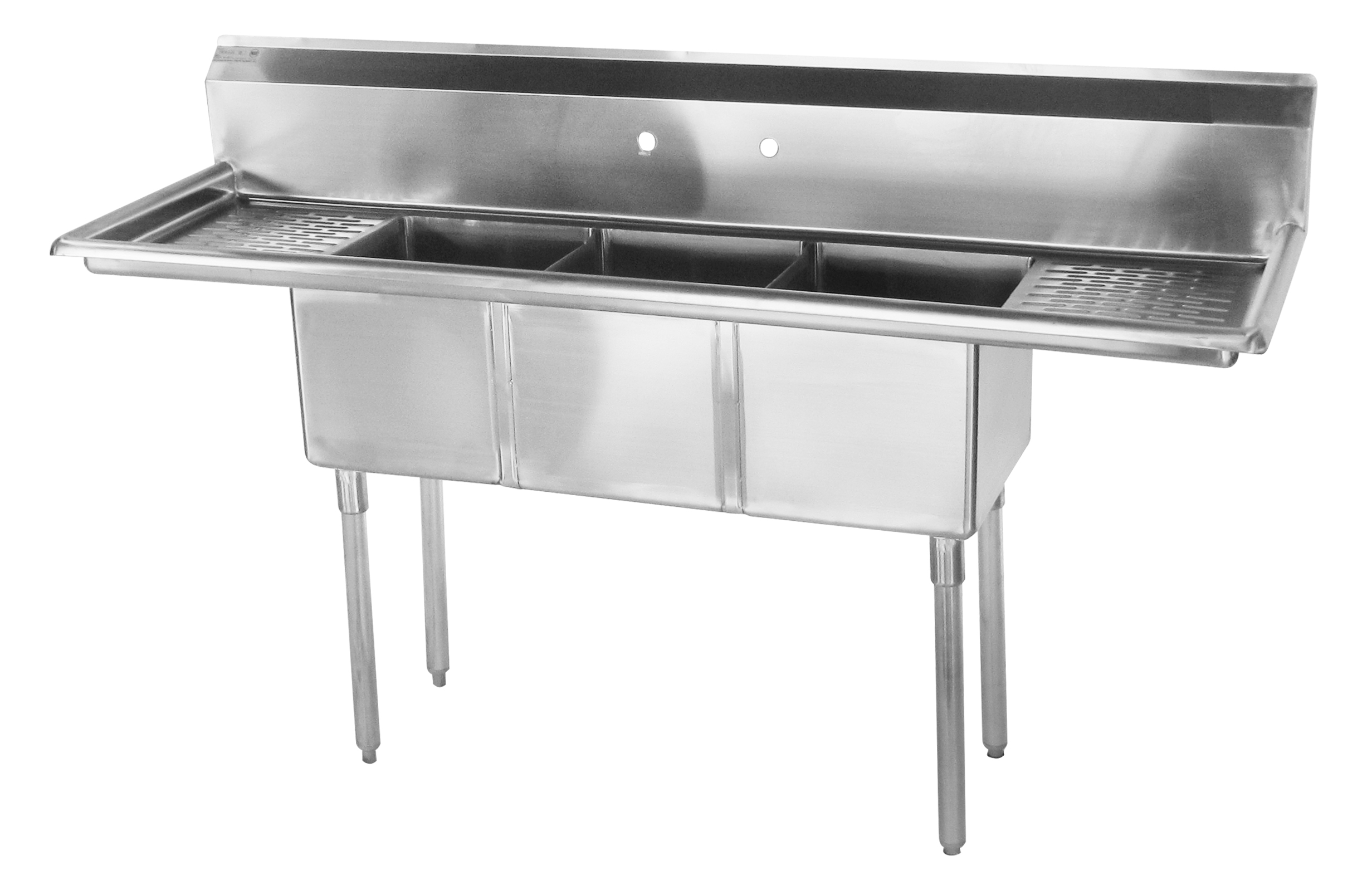 Sink, 3 Compartment, w/15" left & right hand drainboard