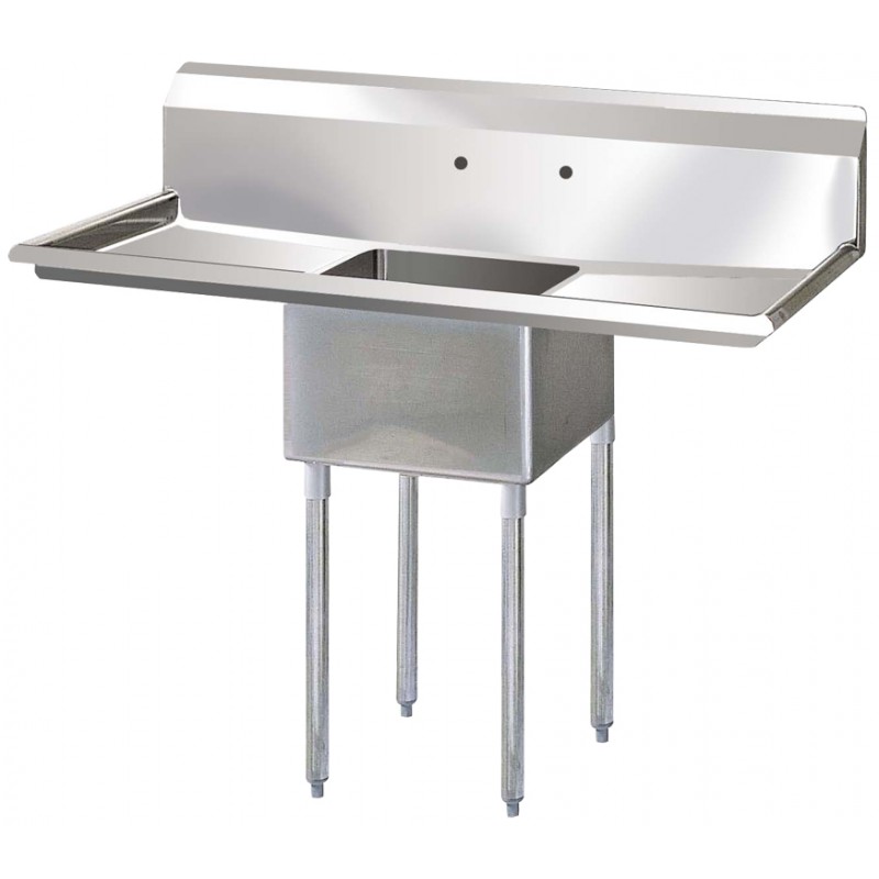 Sink, 1 Compartment, w/24" left & right-hand drainboard